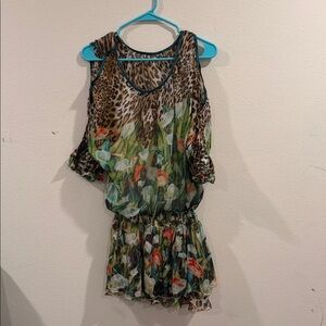 Leopard Print and Floral Mini Dress